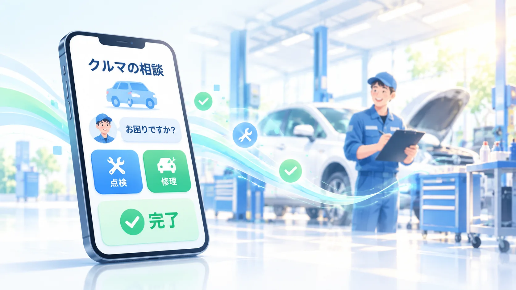 ユーザーと整備工場をつなぐツールのイメージ